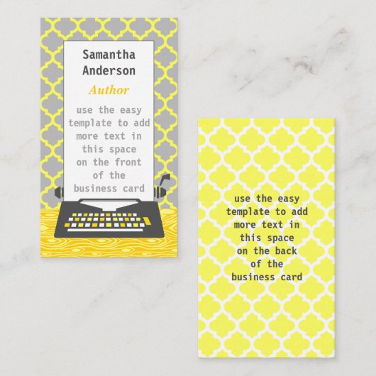 Schrijfmachine Schrijfmachine Modern Geel Geel Visitekaartje (Voorkant / Achterkant)
