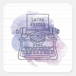 Schrijfmachine Schrijver Auteur Blogger Journalist Vierkante Sticker