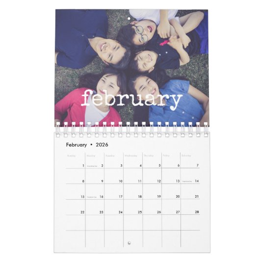  schrijfmachine script familie foto 2026 kalender (Feb 2026)