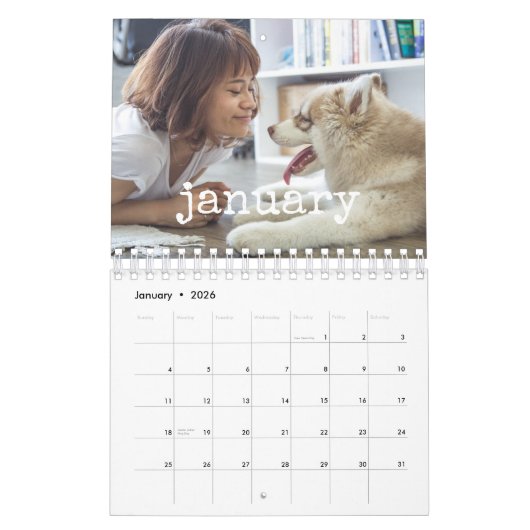  schrijfmachine script familie foto 2026 kalender (Jan 2026)