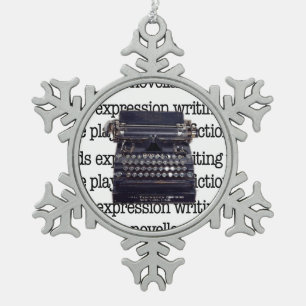 Schrijfmachine Tin Sneeuwvlok Ornament