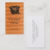 Schrijfmachine type op kopertextuur visitekaartje (Voorkant / Achterkant)