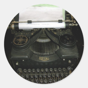 schrijfmachine, typemachine ronde sticker