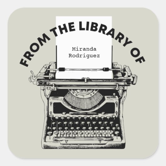  schrijfmachine uit de bibliotheek van de boekplaa vierkante sticker (Voorkant)