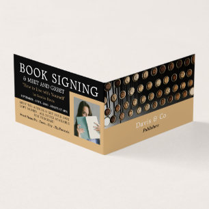 schrijfmachine, uitgever, schrijverboekhandtekeni visitekaartje