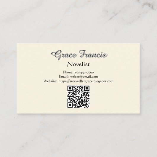 schrijfmachine-verteller visitekaartje (Achterkant)