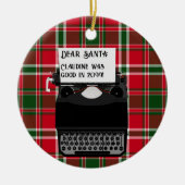 Schrijfmachine voor kerstmis met kerstmis keramisch ornament (Voorkant)