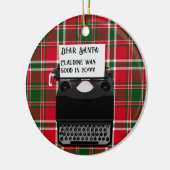 Schrijfmachine voor kerstmis met kerstmis keramisch ornament (Links)