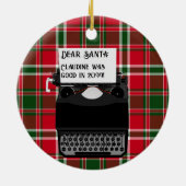 Schrijfmachine voor kerstmis met kerstmis keramisch ornament (Achterkant)