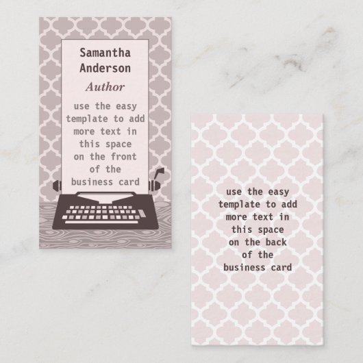 Schrijfmachine voor schrijfmachine Modern Warm Gre Visitekaartje (Voorkant / Achterkant)