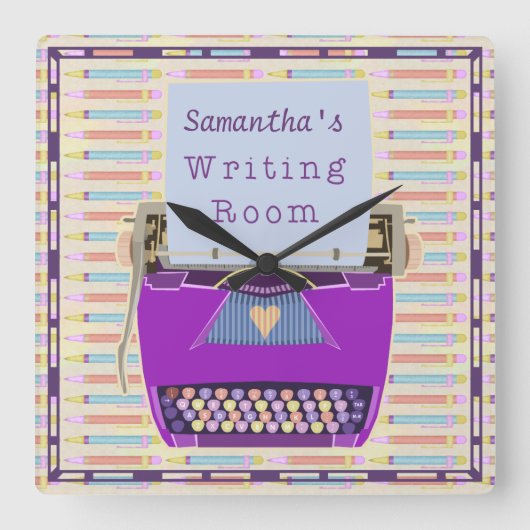 Schrijfmachine voor schrijfmachine - Zaal Geperson Vierkante Klok (Voorkant)