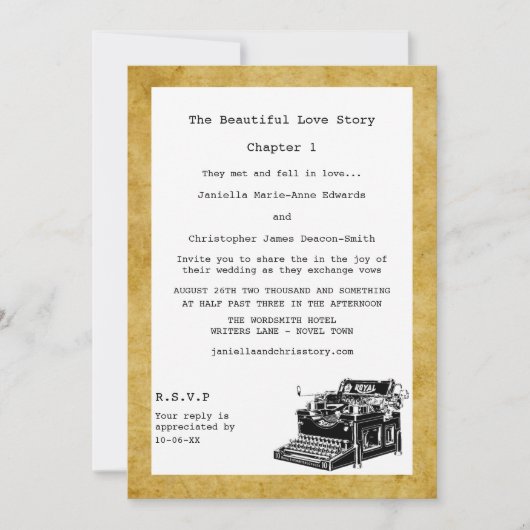 Schrijfmachine  Weddenschappen voor schrijfmachine Kaart (Voorkant)