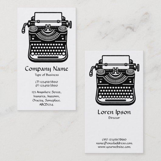 schrijfmachine - Wit Visitekaartje (Voorkant / Achterkant)