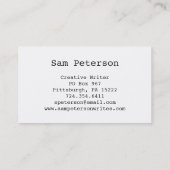 Schrijfmachine zwart en witte  tekst voor schrijfm visitekaartje (Achterkant)