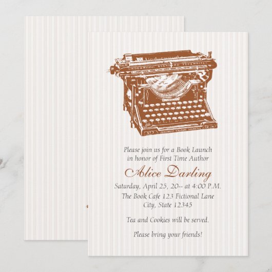 schrijfmachinefunctie kaart (Voorkant / Achterkant)