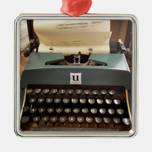  schrijfmachinerie metalen ornament (Voorkant)