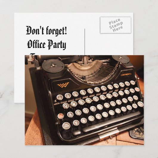  schrijfmachinesleutels Kantoor-feestuitnodiging Uitnodiging Briefkaart (Voorkant / Achterkant)