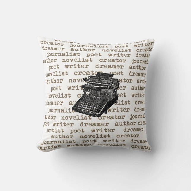 Schrijfmachinist  typemachine piloot kussen (Voorkant)