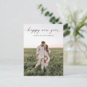 Schrijfminimalistische Happy NieuwYear Holiday Fot Briefkaart (Staand voorkant)