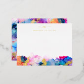 Schrijfmonogram Rainbow Alcohol Ink Folie Note Kaa Feestdagen Briefkaart (Voorkant / Achterkant)
