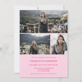 Schrijfretro neon roze afstuderen foto afstuderen kaart (Achterkant)