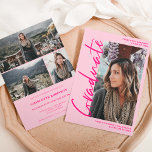Schrijfretro neon roze afstuderen foto afstuderen kaart<br><div class="desc">Moderne en eenvoudige coole retro neon roze en stoffige roze afstuderen script open house foto afstuderen. Voeg 4 van uw favoriete foto's met een modern geborsteld stijldoopvont en een collage van het fotonet toe.</div>