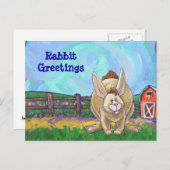 Schrijfspullen bij konijnenparade briefkaart (Voorkant / Achterkant)