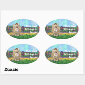 Schrijfspullen bij konijnenparade ovale sticker (Vel)