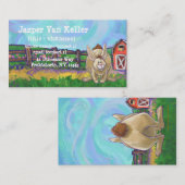 Schrijfspullen bij konijnenparade visitekaartje (Voorkant / Achterkant)