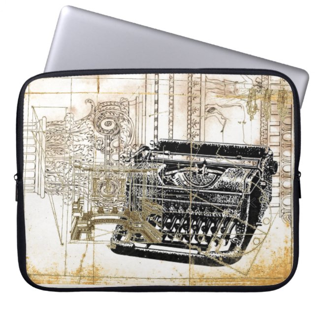 schrijfster steampunk typwriter laptop sleeve (Voorkant)