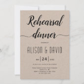 Schrijftypografie rustige trouwrepetitie diner kaart (Voorkant)