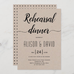 Schrijftypografie rustige trouwrepetitie diner kaart