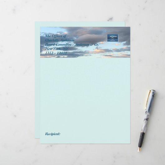Schrijfwarenpapier (Hemelsblauw) RFPMDesigns 2024 (Voorkant / Achterkant in situ)