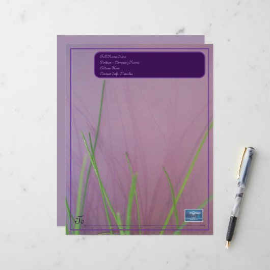 Schrijfwarenpapier (Lavendel) RFPMDesigns 2024 (Voorkant / Achterkant in situ)