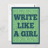 Schrijven als een meisje briefkaart (Voorkant / Achterkant)