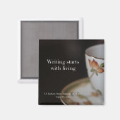 Schrijven begint met levende thee-op-chocolade mag magneet (Voorkant / Achterkant)