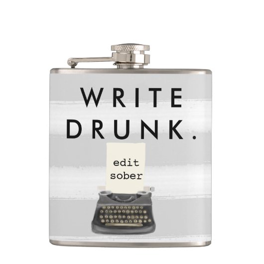 Schrijven Drink Bewerken Sober-schrijfmachine bewe Heupfles (Voorkant)