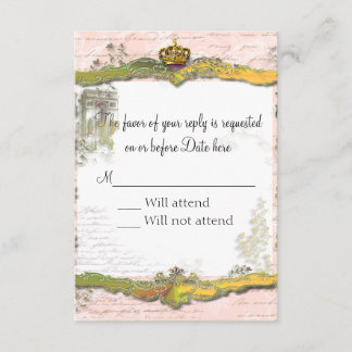 Schrijven en Gold Crown in Frans script RSVP Kaartje