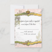 Schrijven en Gold Crown in Frans script RSVP Kaartje (Voorkant)