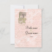 Schrijven en Gold Crown in Frans script RSVP Kaartje (Achterkant)