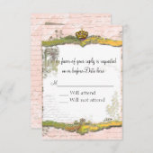 Schrijven en Gold Crown in Frans script RSVP Kaartje (Voorkant / Achterkant)