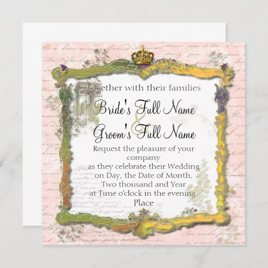 Schrijven en gouden bruiloft in Franks script Kaart (Voorkant / Achterkant)