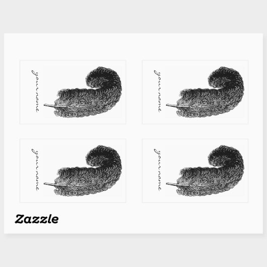Schrijven Feather Bookplate Stickers (Vel)