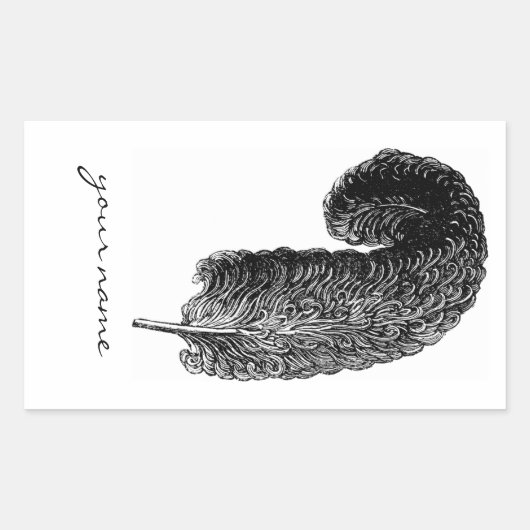 Schrijven Feather Bookplate Stickers (Voorkant)