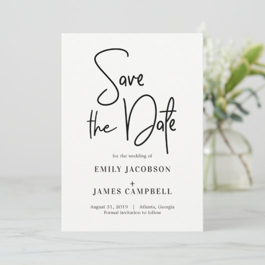 Schrijven Formulier sparen de datumkaart Save The Date (Staand voorkant)