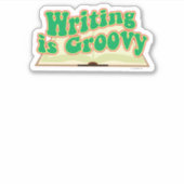 Schrijven is een groovy retro auteur ontwerp sticker (Voorkant)