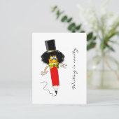 Schrijven is gezond, grappige kop op het potlood briefkaart (Staand voorkant)