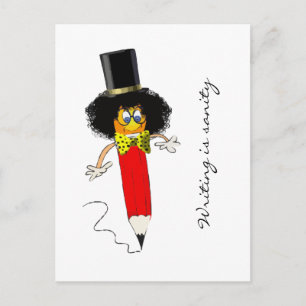 Schrijven Is Gezondheid, Grappige Clownenkop op Po Briefkaart