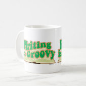 Schrijven is groovy leuk auteur Retro boek stijl Koffiemok (Voorkant links)