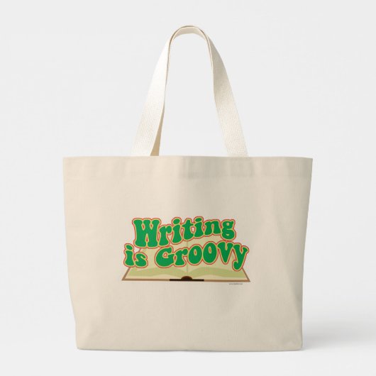 Schrijven is groovy retro auteur Cartoon plezier Grote Tote Bag (Achterkant)